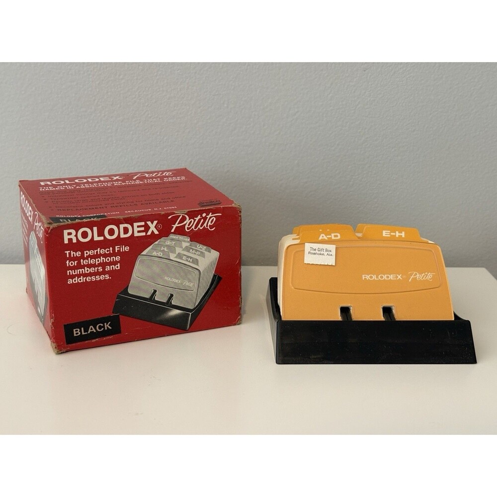 Vintage Rolodex Petite S300 Business Card Office File System USA Made Black